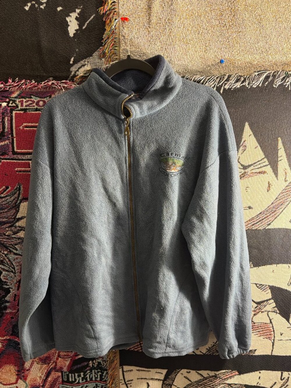 Vintage 90s Carmel California Cypress Embroidered Fleece Full Zip Jacket USA XL